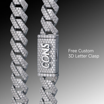 Round Cut Prong Cuban Link Chain - 12mm