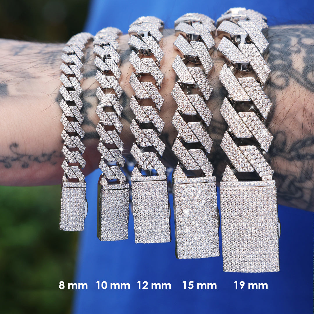 Moissanite Emerald Cut Prong Cuban Link Chain - 15mm
