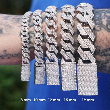 Moissanite Emerald Cut Prong Cuban Link Chain - 15mm