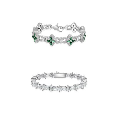 Iced Luminous Clover + Refined Luster Tennis Bracelet Gift Set