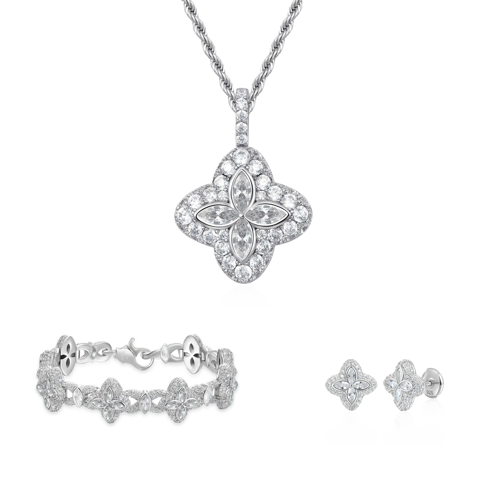 Lucky Ice Clover Set - White Diamond