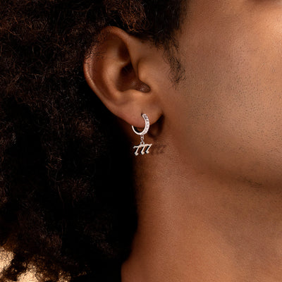 Moissanite S925 Angel Number Dangly Earring - 777