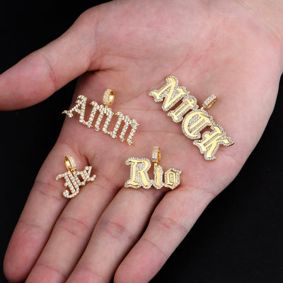 Custom Mini Old English Font Pendant