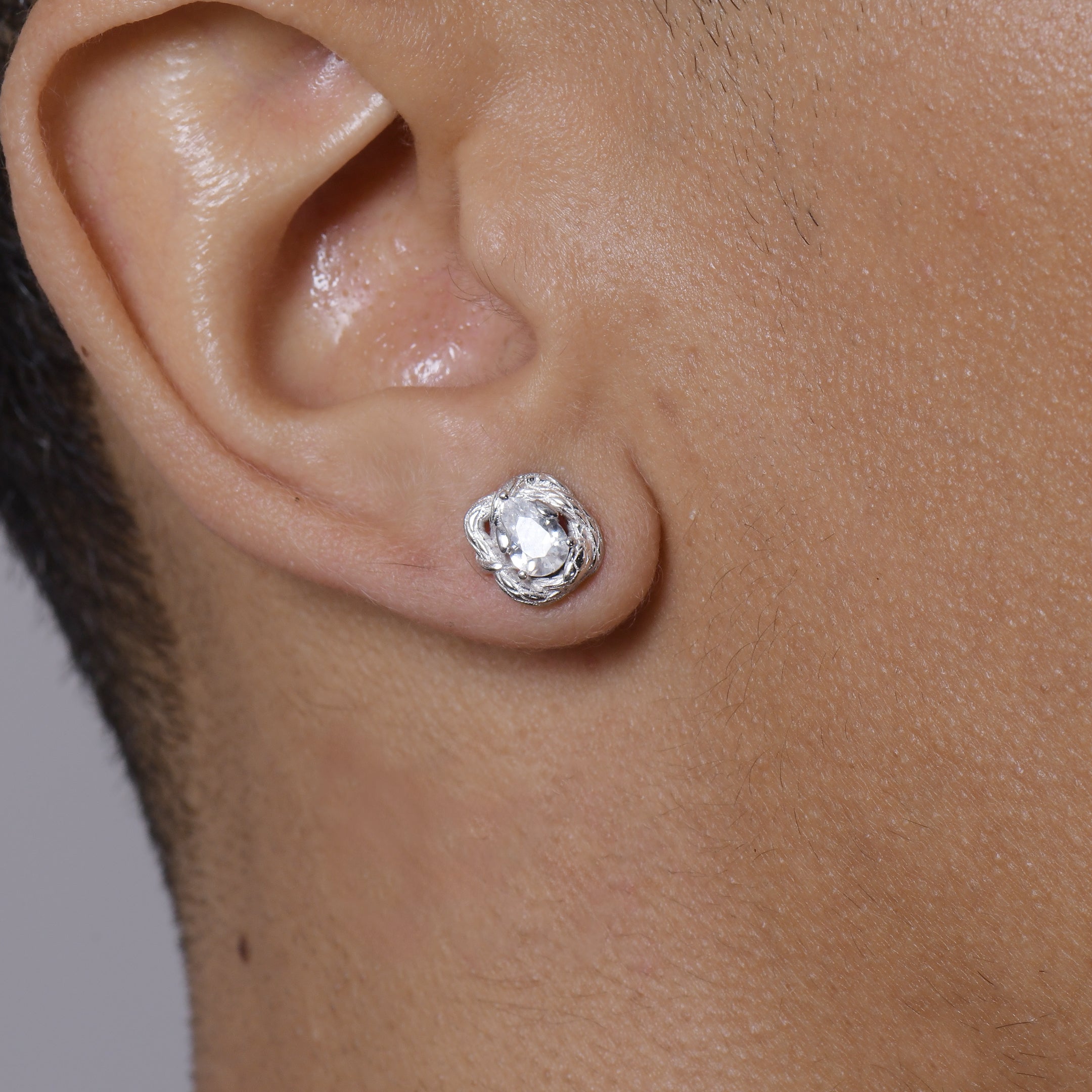 Moissanite Coiled Snake Stud Earrings