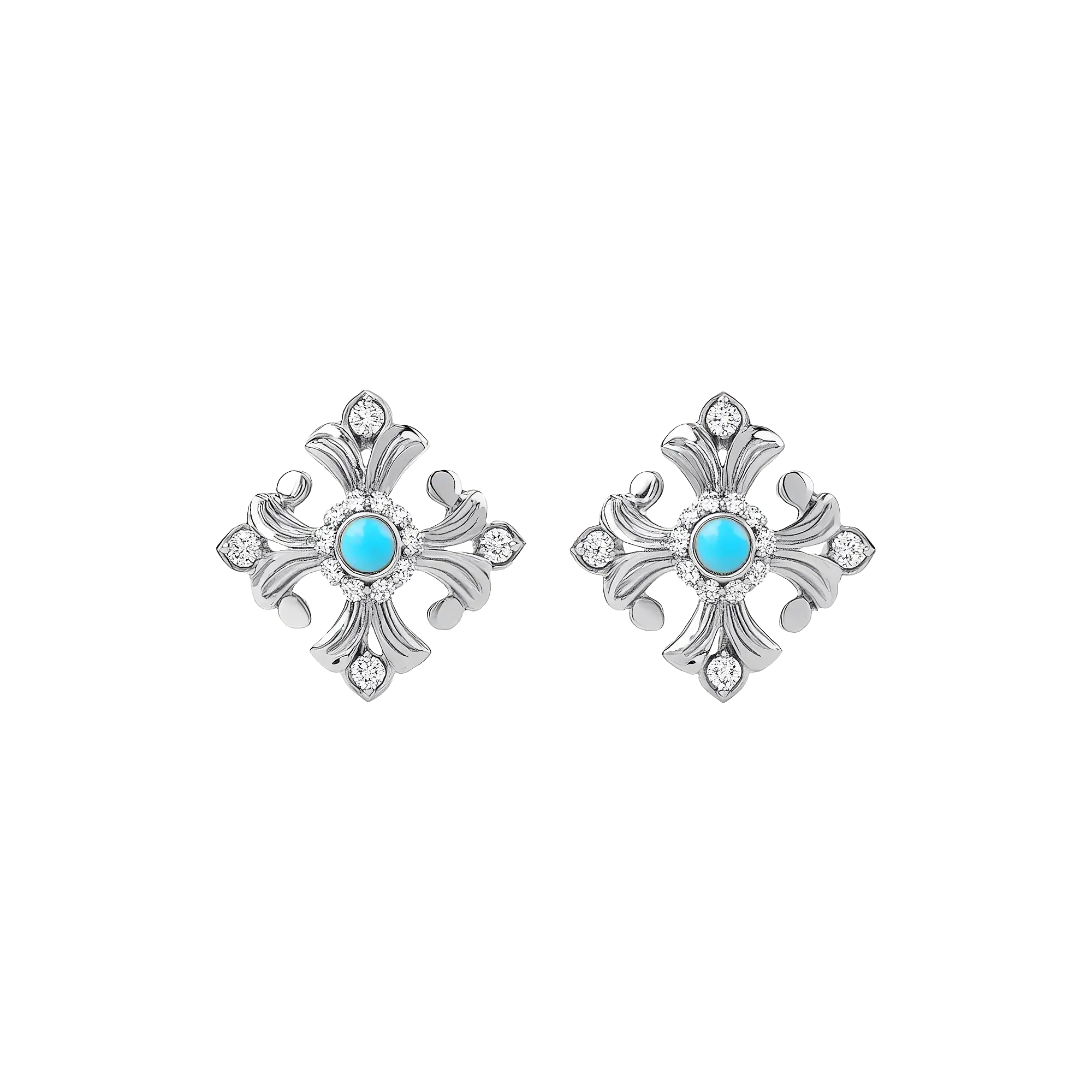 Turquoise Bloom Stud Earrings 