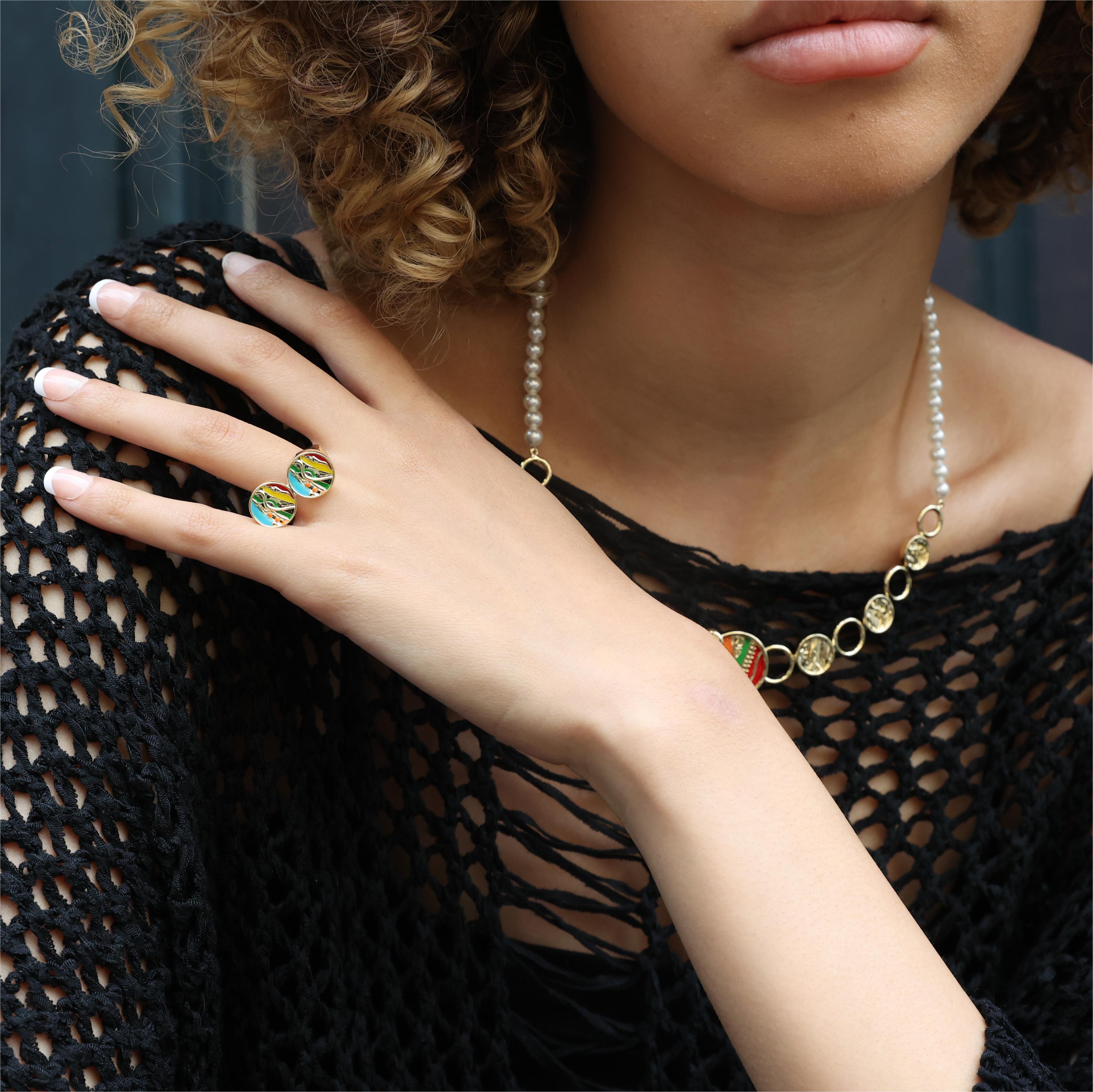 APORRO X COOGI Sweater Stripe Enamel Ring