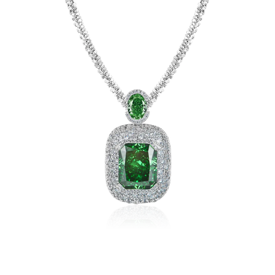 Crushed Ice Emerald Cut Pendant - Fancy Green