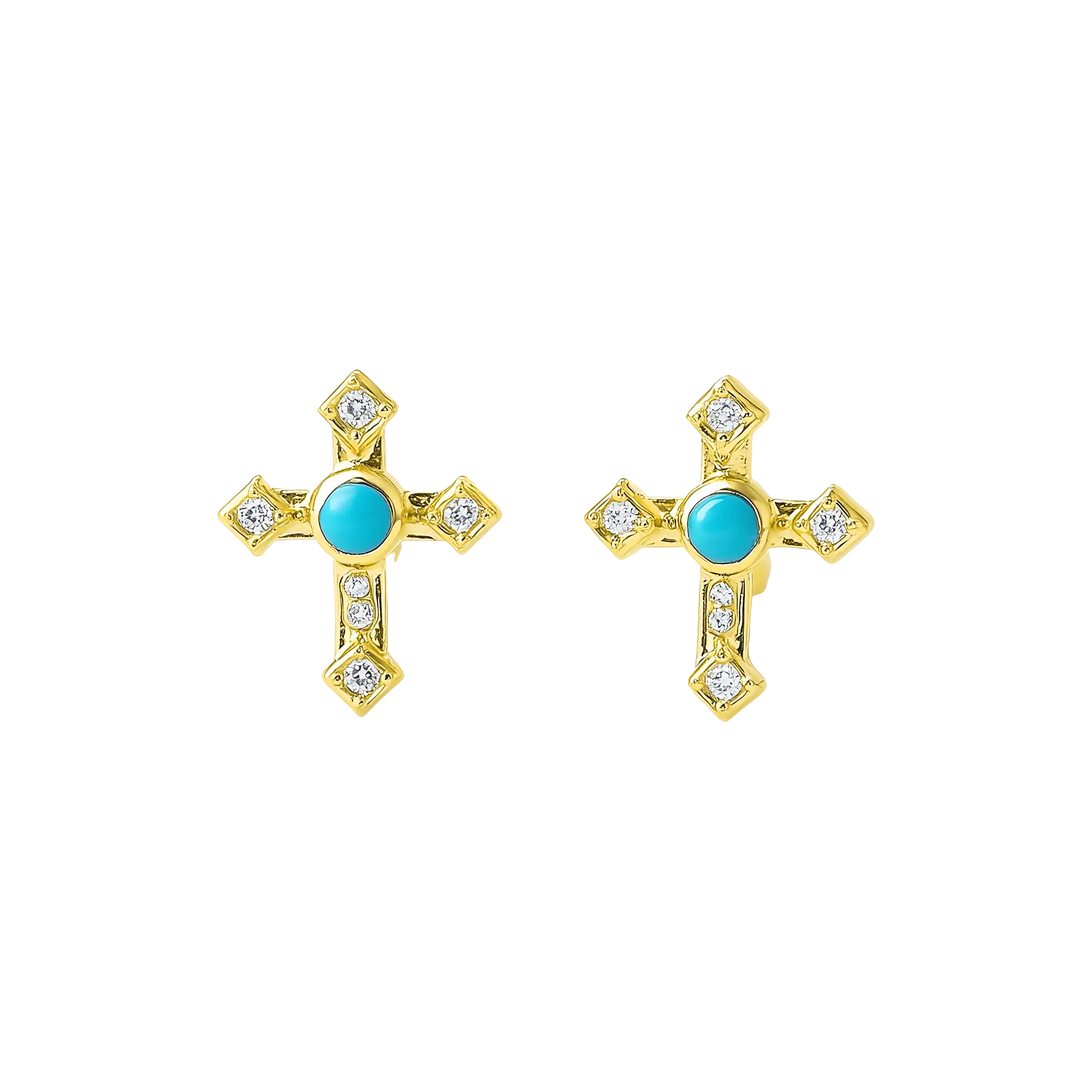 Turquoise Crosslight Stud Earrings