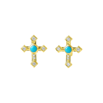 Turquoise Crosslight Stud Earrings