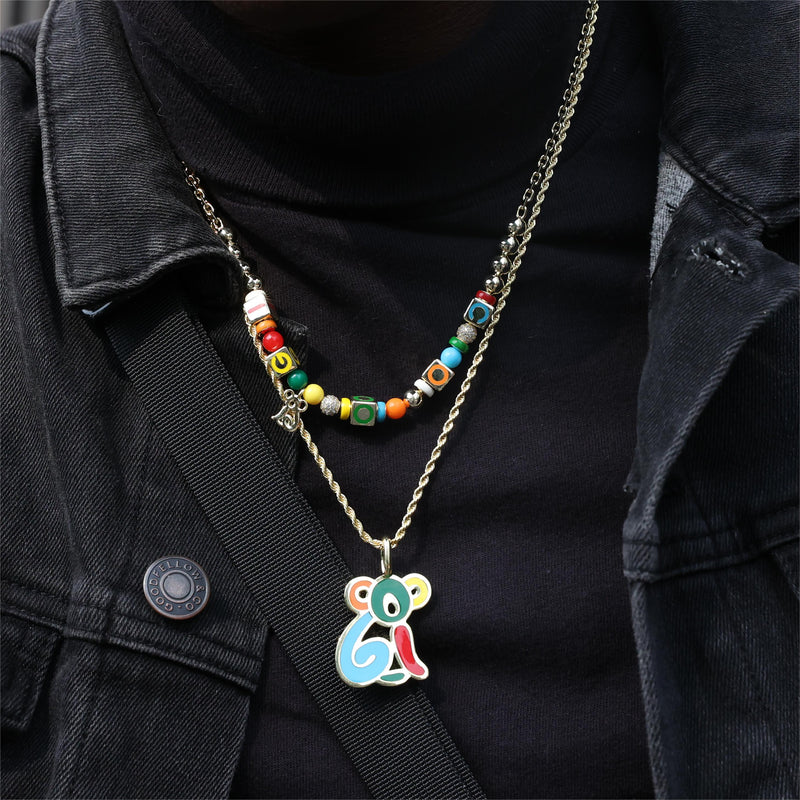 APORRO X COOGI Dice and Beads Enamel Adjustable Necklace - APORRO