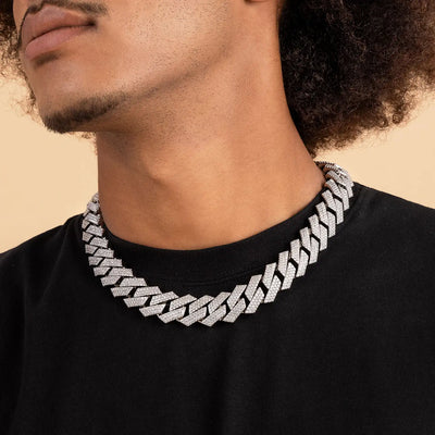 Round Cut Prong Cuban Link Chain - 19mm