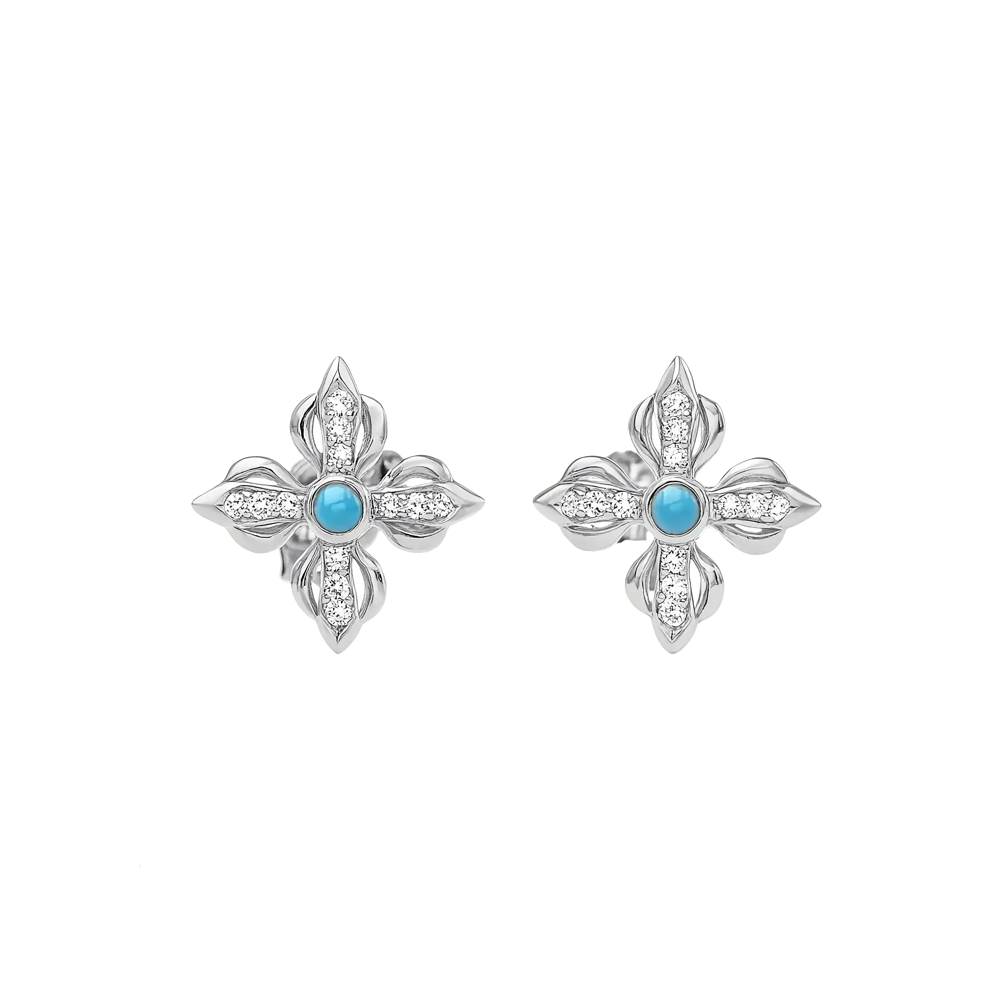 Turquoise Petalveil Stud Earrings 