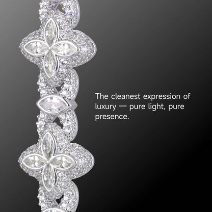 Moissanite Luminous Clover Bracelet - White Diamond