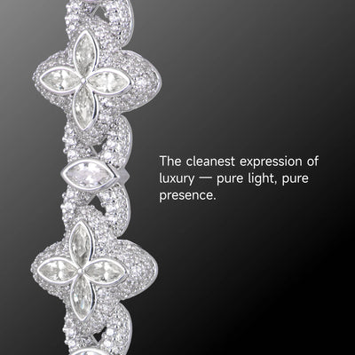 Iced Luminous Clover Bracelet - White Diamond