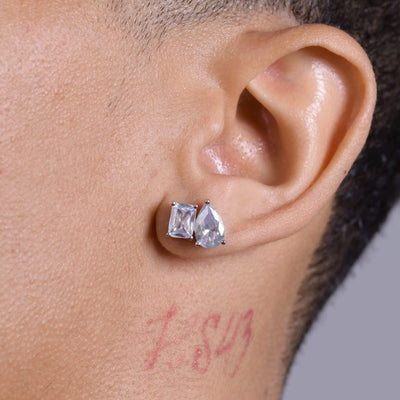 Moissanite S925 Toi et Moi Emerald & Pear Stud Earrings