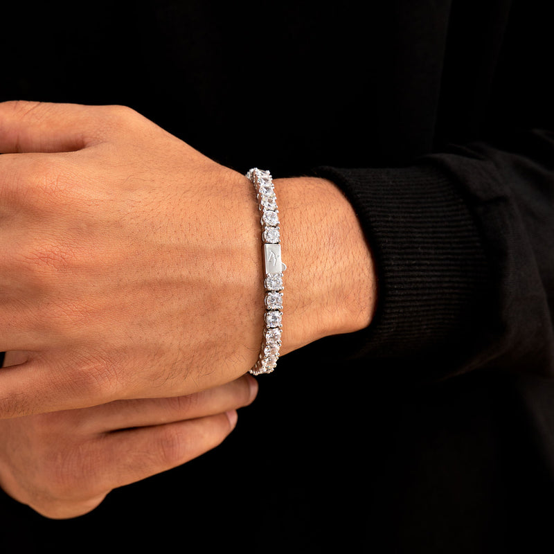 5mm Iced Tennis Bracelet - 14K & White Gold Moissanite Diamond - APORRO