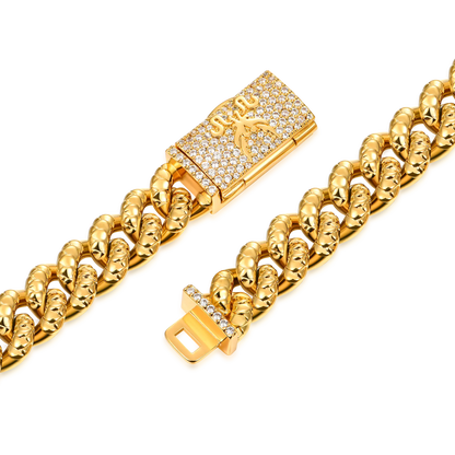 WONG Dragon Box Clasp Miami Cuban Curb Bracelet - 10mm