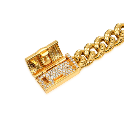 WONG Dragon Box Clasp Miami Cuban Curb Bracelet - 10mm