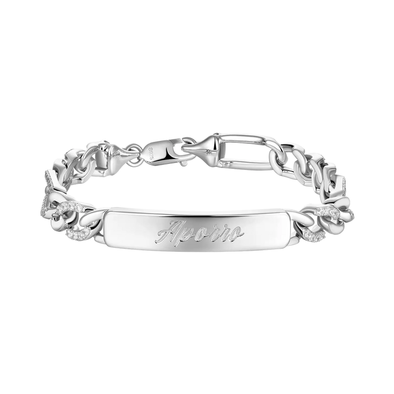 Moissanite Plain Mix Iced Custom Figaro Bracelet