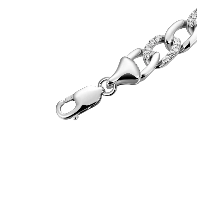 Moissanite Plain Mix Iced Custom Figaro Bracelet