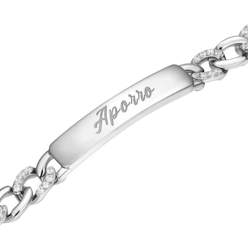 Moissanite Plain Mix Iced Custom Figaro Bracelet