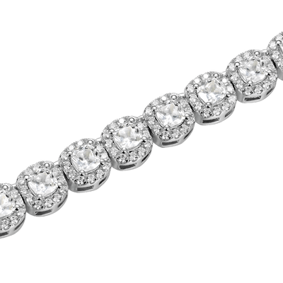 Moissanite Cushion-Cut Clustered Tennis Bracelet - 7mm