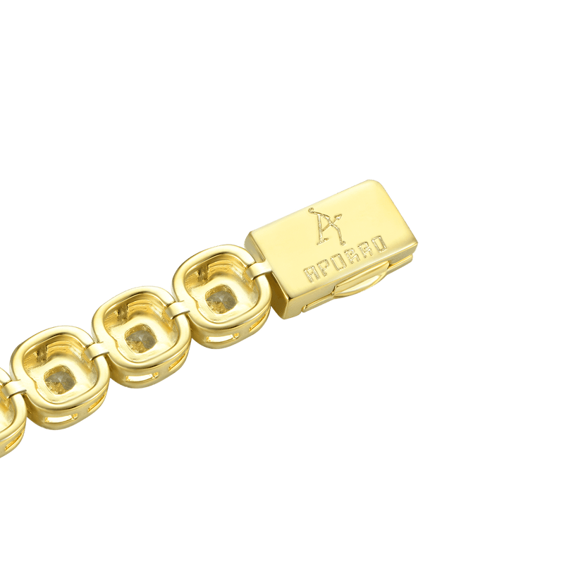 Cushion-Cut Yellow Gold Clustered Tennis Bracelet - 7mm - APORRO