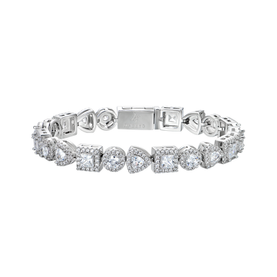 Princess Cut Mix Clustered Tennis Bracelet - 7mm