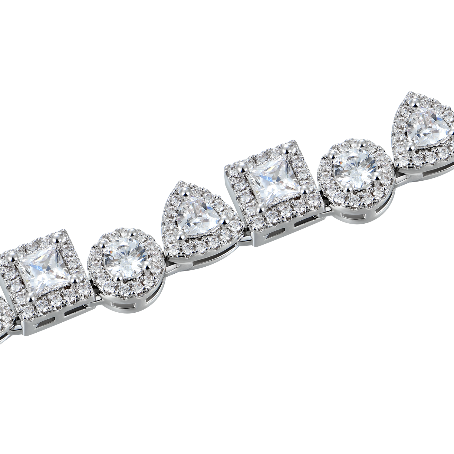 Moissanite Princess Cut Mix Clustered Tennis Bracelet - 7mm