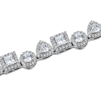 Moissanite Princess Cut Mix Clustered Tennis Bracelet - 7mm