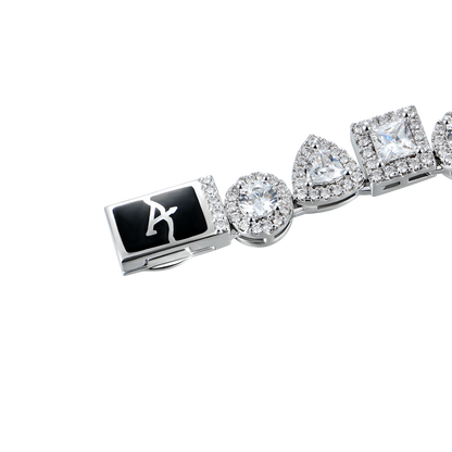 Moissanite Princess Cut Mix Clustered Tennis Bracelet - 7mm