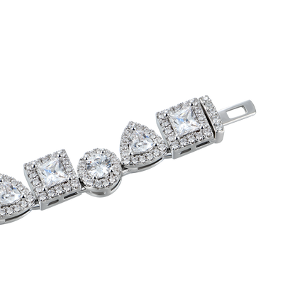 Moissanite Princess Cut Mix Clustered Tennis Bracelet - 7mm
