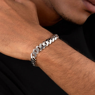 Plain Gold Prong Cuban Link Bracelet - 8mm