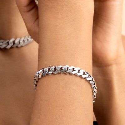 Plain Gold Prong Cuban Link Bracelet - 8mm