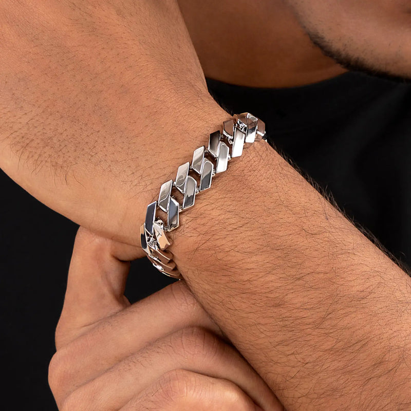 8mm Plain Gold Prong Moissanite Diamond Cuban Bracelet - Ice Box - APORRO