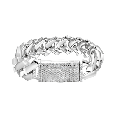 Plain Gold Prong Cuban Link Bracelet - 15mm