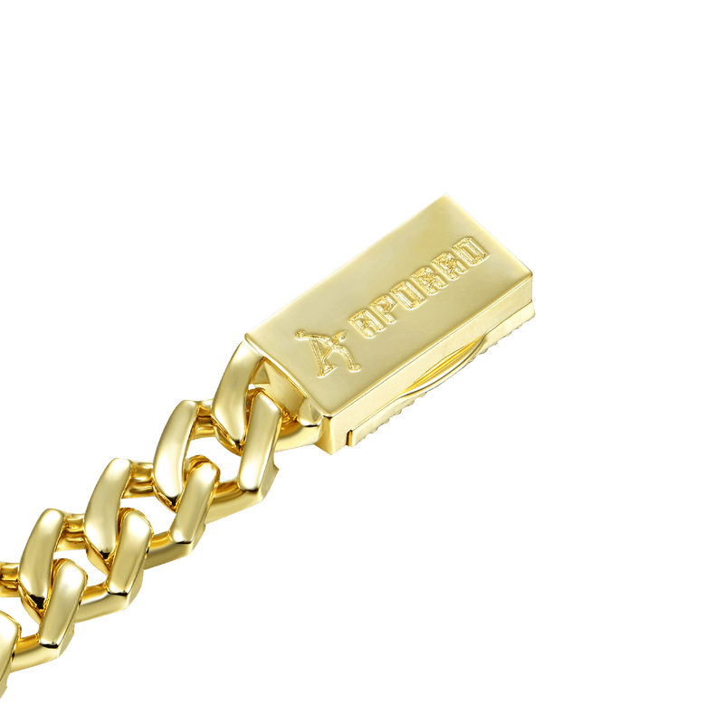 Plain Gold Prong Moissanite Diamond Cuban Bracelet - Ice Box - APORRO