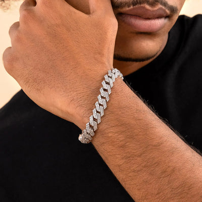 Round Cut Prong Cuban Link Bracelet - 8mm