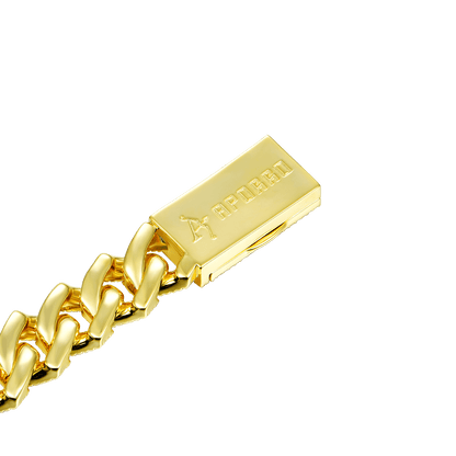 Halo Round Cut Moissanite Prong Cuban Link Bracelet - 12mm