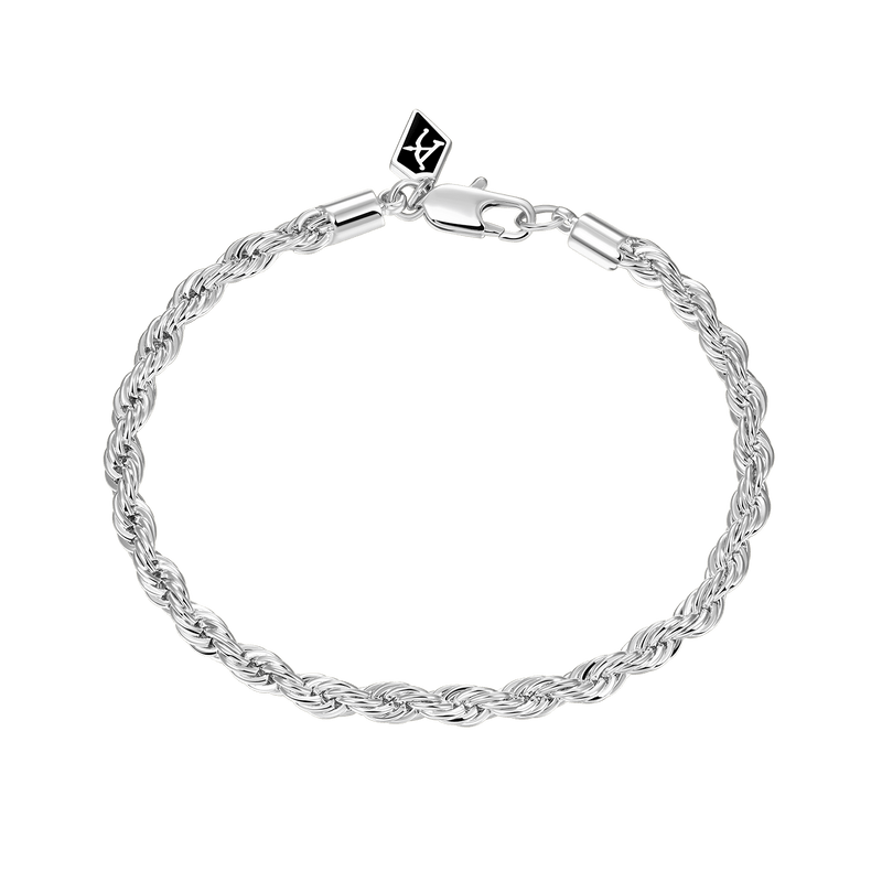 White Gold Rope Bracelet - 3.5mm - APORRO