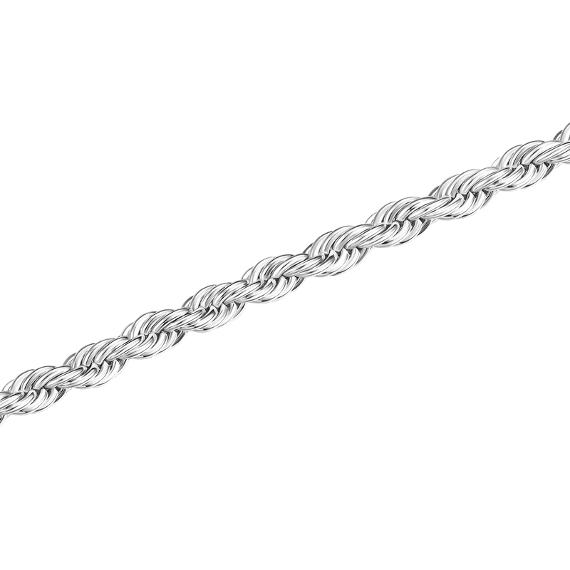 White Gold Rope Bracelet - 3.5mm - APORRO