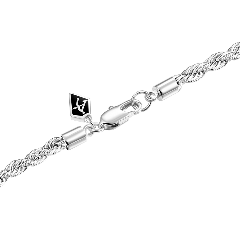 White Gold Rope Bracelet - 3.5mm - APORRO