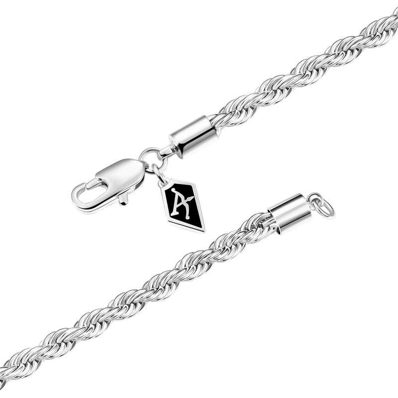 White Gold Rope Bracelet - 3.5mm - APORRO