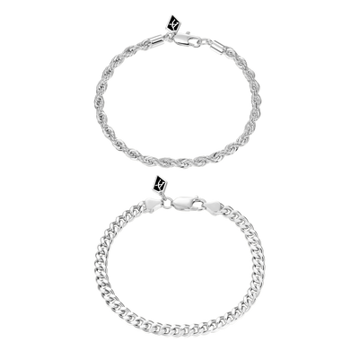 Rope + Cuban Link Bracelet Gift Set