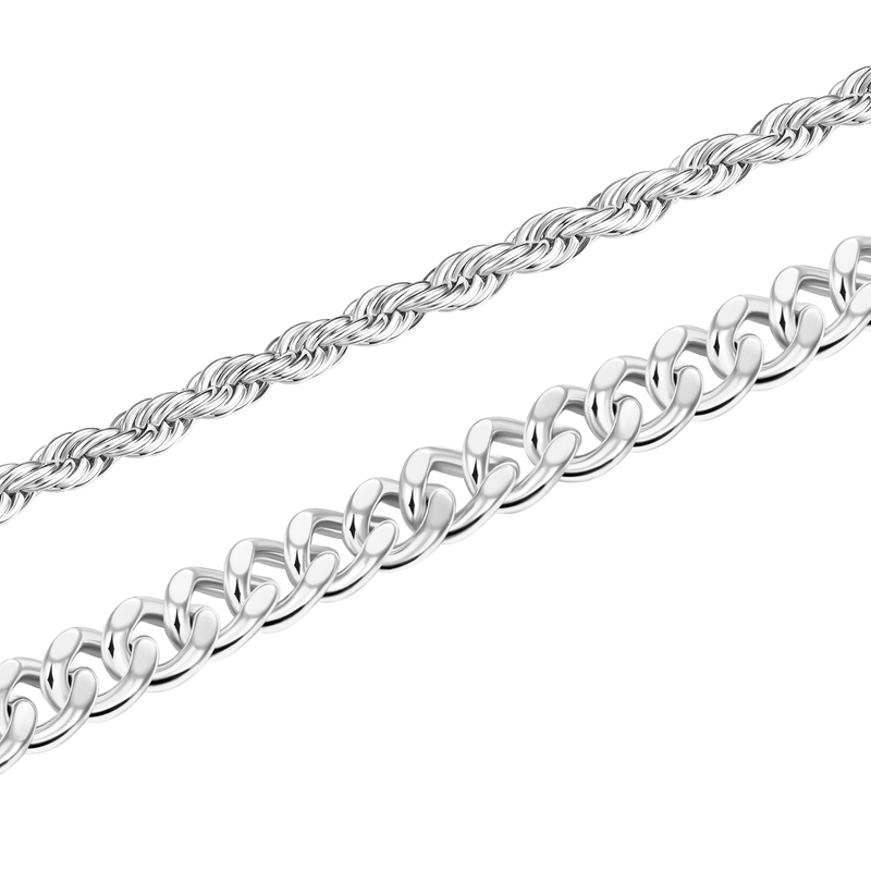 3.5mm Rope Bracelet + 5mm Cuban Link Bracelet Bundle - APORRO