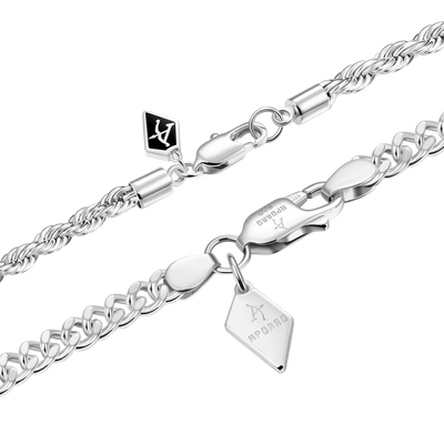 Rope + Cuban Link Bracelet Gift Set