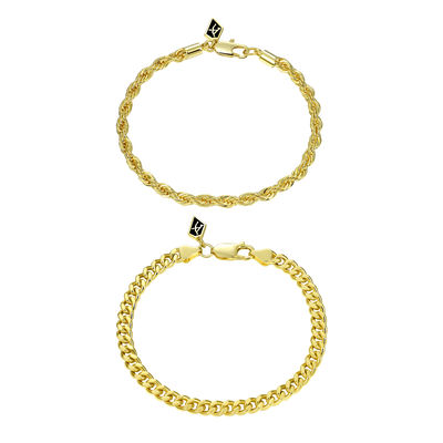 Rope + Cuban Link Bracelet Gift Set