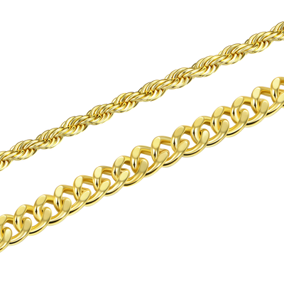 Rope + Cuban Link Bracelet Gift Set