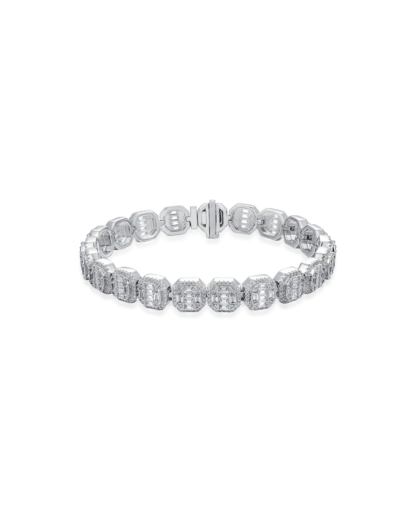 Moissanite Baguette Clustered Tennis Bracelet - 8mm