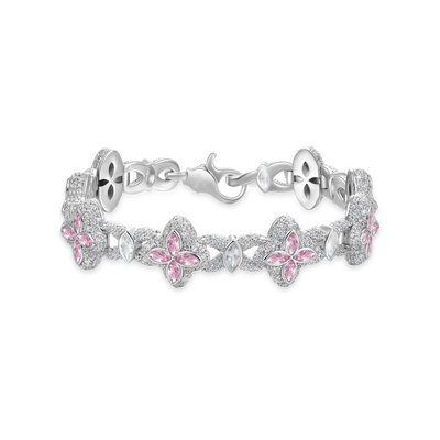 Moissanite Luminous Clover Bracelet - Pink Diamond
